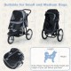 3-wheel pet stroller for small and medium dogs, featuring mesh sides, adjustable canopy, and foldable design for easy.
