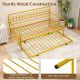 Detail view of the gold twin daybed’s sturdy metal construction with heavy-duty slats, ideal for enhanced support and.