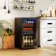 Beverage refrigerator cooler with glass door, 3.0 cu.ft. capacity, adjustable shelves, for home bar or office use.