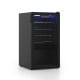 Beverage refrigerator cooler with glass door, featuring a reversible door and low-E tempered glass for safety and.