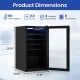 Beverage refrigerator cooler with glass door, 3.0 cu.ft. capacity for 116 cans, featuring adjustable stainless steel.