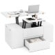 Expandable lift top coffee table in white with hidden storage, ideal for dining or office use, includes 4 storage.