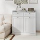 Side view of the Double Tilt-Out Laundry Hamper Cabinet in white, showcasing deep drawers and a stylish design for.