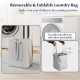 Removable laundry bag with double handles for easy carrying, designed for the Double Tilt-Out Laundry Hamper Cabinet.