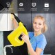 Handheld steam cleaner in yellow with ergonomic handle, 14-piece accessory kit, ideal for deep cleaning surfaces.