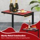 C-shaped outdoor side table with a ceramic top, featuring a sturdy metal construction, perfect for patio use.