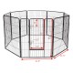 Heavy-duty 8-panel pet playpen with door, 40-inch height, rust-resistant coating, ideal for outdoor pet exercise.