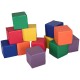 Colorful 8-inch PU foam building blocks set for kids, promoting creativity and gross motor skills in a playful.