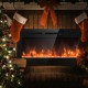 50-inch recessed electric fireplace with adjustable brightness and 9 flame colors, perfect for cozy indoor settings.