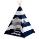 Interior view of the 5' blue and white portable Indian children's tent, spacious for playtime and sleepovers with.