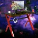 Ergonomic gaming desk showcasing a spacious carbon fiber surface and sturdy R-shape steel frame for enhanced stability.