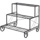 Three-tier outdoor metal garden planter holder shelf in black, featuring a sturdy steel construction for stylish plant.