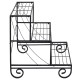 Three-tier outdoor metal garden planter holder shelf in black, featuring a decorative scrollwork design for stylish.