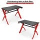 Ergonomic gaming desk with carbon fiber surface, R-shape steel frame, and adjustable mounting holes for optimal.