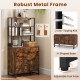 Rustic brown lateral file cabinet with lock, 4-tier bookshelf, and sturdy steel frame for home or office use.