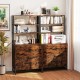 Rustic brown lateral file cabinet with lock and 4-tier bookshelf, perfect for home or office storage and organization.