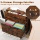 Lateral file cabinet in rustic brown with lockable file drawer for letter-size documents and upper bookshelf for.