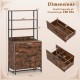 Lateral file cabinet with lock and bookshelf in rustic brown, featuring a steel frame and spacious storage for home or.