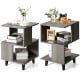 Modern wooden nightstand set with legs, featuring asymmetrical design and large storage space for living room decor.