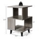 Wooden modern nightstand set with legs, featuring asymmetrical design and large storage space, ideal for small living.