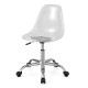 Clear acrylic armless office chair with adjustable height and chromed metal base, ideal for home or office use.