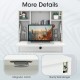 Foldable white wall-mount desk with open shelves, magnetic catch, and sturdy wall hanger for space-saving storage.