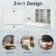 Wall-mount floating desk in white with foldable design, featuring 6 shelves and a drawer, ideal for small spaces.