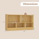 Dimensions of the Kids 2-Shelf Bookcase with 5 compartments for organized toy and book storage in beige.