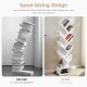 10-tier white tree bookshelf with drawer, showcasing organized book storage and space-saving design for any room.