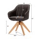 Modern swivel accent chair with brown leathaire fabric and beech wood legs, ideal for living room or dining use.