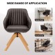 Swivel accent chair in brown leathaire with beech wood legs, ideal for vanity, desk, or dining use.