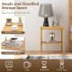Bamboo nightstand set featuring two tiers, spacious countertop, and open storage shelf for versatile room use.