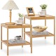 Bamboo nightstand set featuring two tiers, natural finish, ample storage, perfect for bedroom or living room use.