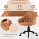 Brown modern home office chair with curved backrest, ergonomic armrests, and PU leather upholstery for comfort and.