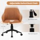 Adjustable swivel desk chair with curved backrest and armrests in brown, featuring a height range of 17.5"-21.5".