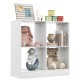 4-cube kids bookcase in white showcasing toys and books, ideal for organized storage in children's rooms.
