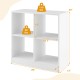 4-cube kids bookcase in white with open shelves, designed for toy and book storage, featuring anti-toppling device for.