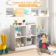 4-cube kids bookcase in white showcasing open shelves, ideal for toys and books, featuring safe materials and stability.