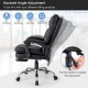 Ergonomic adjustable swivel office chair in black with a retractable footrest and backrest angle adjustment for comfort.
