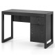 Modern black computer desk featuring a sturdy structure and elegant design, ideal for a stylish workspace or study area.