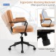 PU leather office chair with adjustable rocking backrest and ergonomic armrest in orange, perfect for office or study.