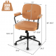 PU leather office chair in orange with adjustable height, rocking backrest, and ergonomic armrests for versatile use.