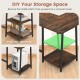 L-shaped corner computer desk in brown with detachable shelf, sturdy metal frame, ideal for small spaces and efficient.