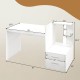 Computer desk with bookshelf and drawers in white, featuring a wide desktop and dimensions of 51" x 35" x 35.5".