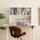 Computer desktop bookcase in white with 4 cubbies, open back compartment, and anti-tipping device for stability.