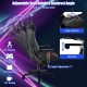 Adjustable gaming chair showcasing height and backrest angle adjustments, featuring 4D armrests for customizable.