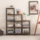 9 cubes bookcase in rustic brown with carbon steel frame, featuring 12 shelves for home office organization and style.