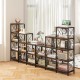 9 cubes bookcase with carbon steel frame in rustic brown, featuring 12 shelves for stylish home office organization.