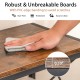Close-up of the robust rustic brown board of the 9 Cubes Bookcase, featuring PVC edge banding for scratch resistance.