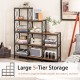 Large 5-tier bookcase in rustic brown with carbon steel frame, featuring 12 shelves for organizing books and.